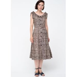 SEA NEW YORK Lottie Sleeveless Cotton Leopard Print Dress S